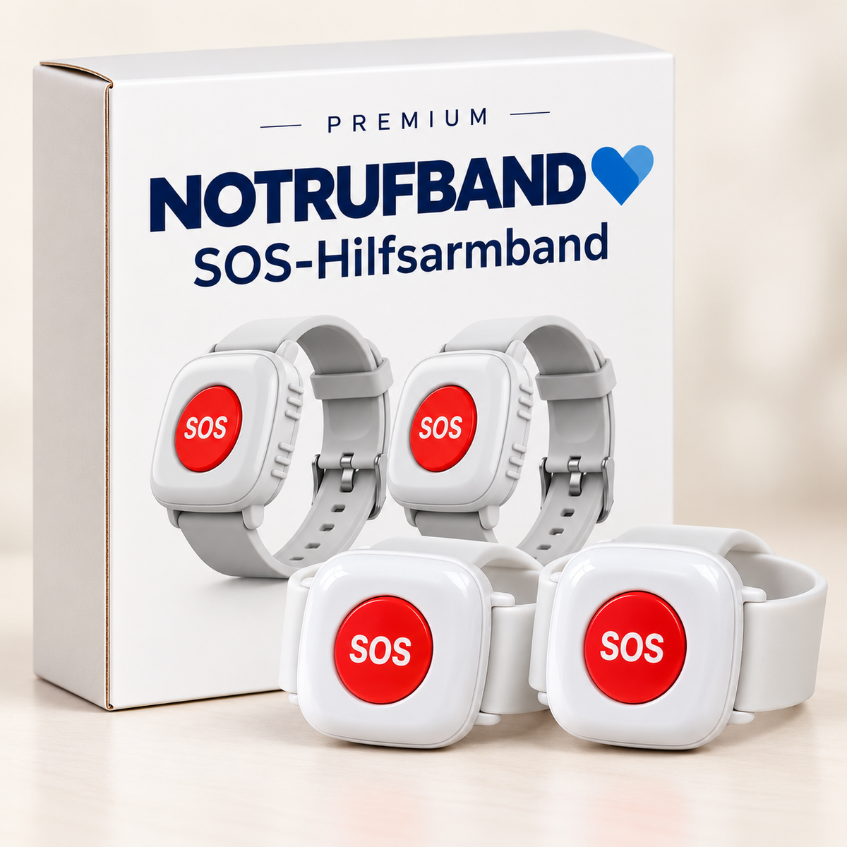 Notrufband Premium-Doppelpack – 2 SOS-Armbänder